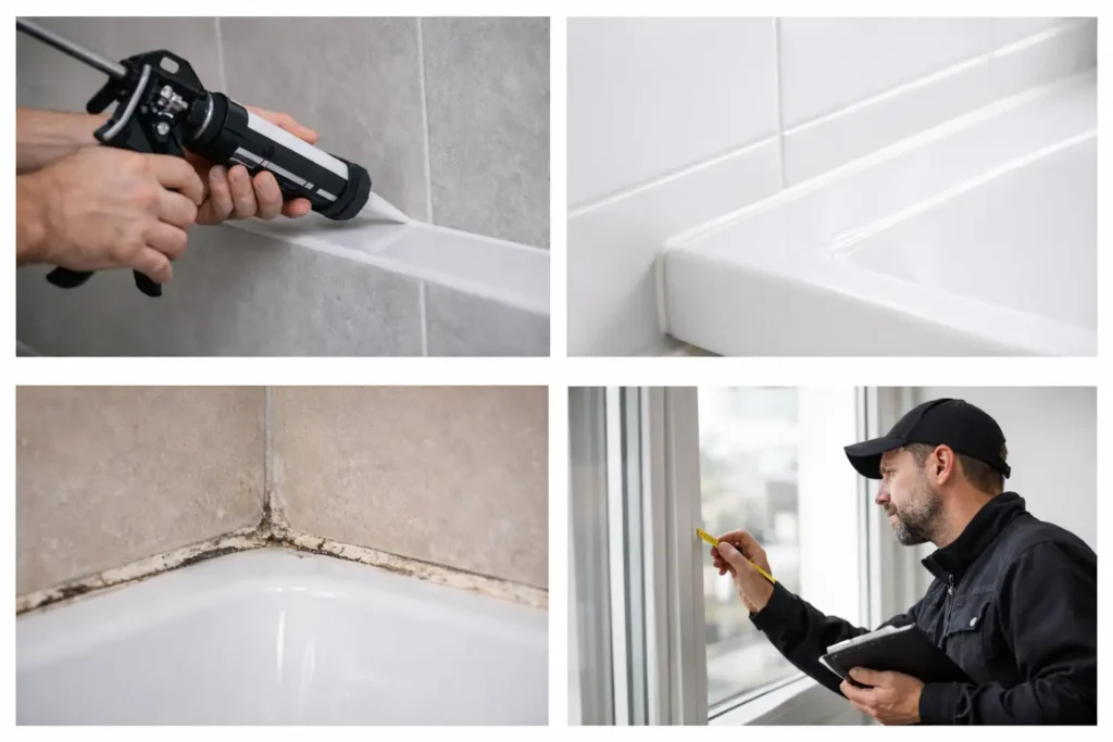 Fugemand arbejder med fuger og reparationer.
