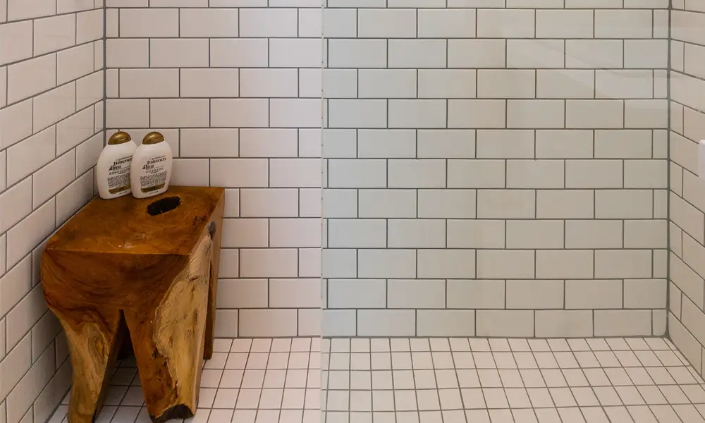 Baderum med rengjorte fliser